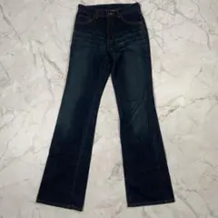 00s EDWIN Y2K 牛革パッチ フレアデニム ブーツカット 濃紺 脚長