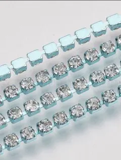 ネイル用品 ネイルパーツ ラインストーンチェーン パステルブルー 1m売り