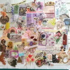 コラージュ素材 ステッカー 110枚 おすそ分け フレークシール BB