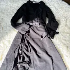 【セクシー】サイドスリット 黒 ワンピース 美脚 綺麗め 長袖 タイト モテ服