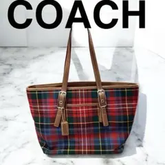 【COACH 】チェック柄 春夏トートバッグ【袋あり】