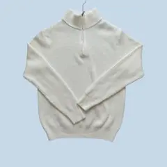 ユニクロUNIQLO ハーフジップニット ホワイト Mサイズ