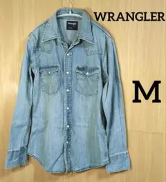 WRANGLER✨薄いブルーのウエスタンデニム生地長袖シャツM