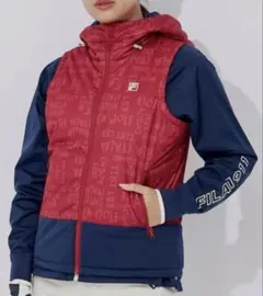 美品　FILA ゴルフ レディース ダウンベスト＆ジャケット M 赤/ネイビー