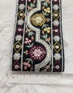 1ｍ　ブラック　インド刺繍リボン