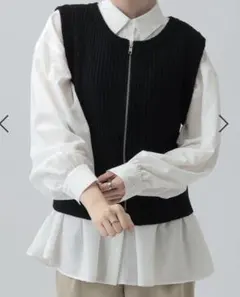 最終値下げ☆LEPSIM☆ダブルZIPニットベスト☆黒☆新品