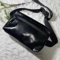 【美品】DIESEL ディーゼル ボディバッグ シャドーロゴ エナメル 光沢