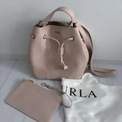 FURLA フルラ 巾着型 ワンショルダーバッグ 保存袋 ポーチ付　ピンク　美品