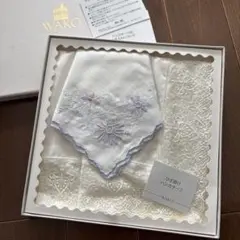 未使用　WAKO 刺繍　ひざ掛け&ハンカチ　クリスタルガラス　コットン　ワコウのサムネイル