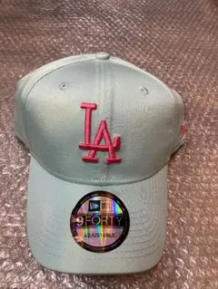New Era LA LightBlue色Pink刺繍男女用キャップフリ➖サイズ