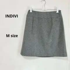 INDIVI インディヴィ　ミニスカート　M グレー　ウール混　台形　シンプル