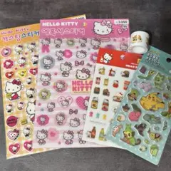 韓国ダイソー ステッカー 5点セット★ シール ハローキティ ポケモン