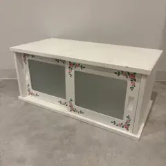 木製キャビネット　白色　薔薇柄　2/2