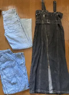 elle girl デニムジャンパースカート　ZARA ジーンズ　GU ジーンズ