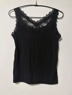 美品 VIS ビス ブラック レース付き タンクトップ F ブラック