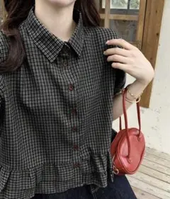 SHEIN 韓国風フリルヘムブラウス