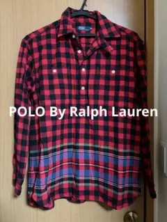 POLO byラルフローレン赤.黒チェック柄 ネルシャツ 160cm 綿100%