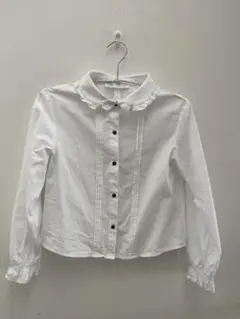 zara 発表会　音楽祭　ホワイトフリル襟長袖シャツ　140