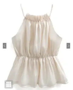 ホルターネックオーガンジーペプラムトップス【ac2397］