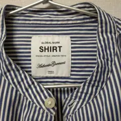 GLOBAL WORK バンドカラーシャツ ストライプ 長袖