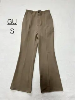 【GU】センタープレス フレアパンツ ブラウン S