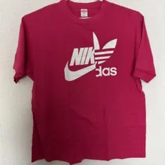NIKE × adidas ダブルロゴTシャツ　XXL ピンク