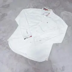 アーノルドパーマー 長袖シャツ 白 ワンポイント刺繍 コットン