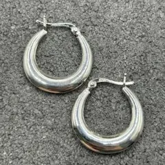 シルバー925 Silver プレーンフープピアス/軽研磨仕上げ/両耳