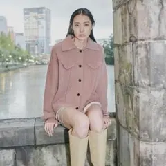 ニットGジャン型ジャケット ピンク