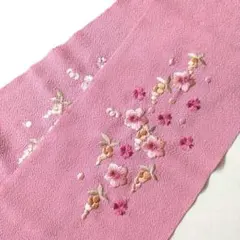 半襟　刺しゅう半衿　ちりめん半襟　花文　絹交織