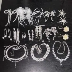 【美品】ブライダルアクセサリーまとめ売り ネックレス ピアス ヘアアクセ 15種のサムネイル