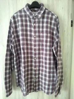 GAP ギャップ 長袖 リネンブレンドチェックシャツ L