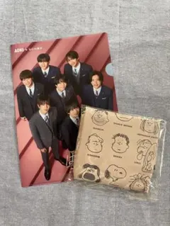 AOKI &なにわ男子　クリアファイル＆スヌーピーエコバッグ（フェイス柄）