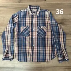 初期　WAREHOUSE ウェアハウスネルシャツ 36チェックサーモンピンクのサムネイル