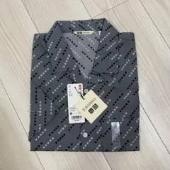 ユニクロ F.RISSO ブロードシャツ 半袖 グレー 総柄 メンズ Mサイズ