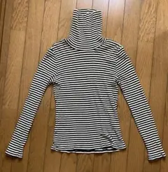 アースミュージックアンドエコロジー　ストライプ タートルネック 長袖 トップス