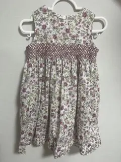 Angel Star 花柄スモッキング刺繍ノースリーブワンピース
