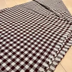生地　布地　綿麻　コットンリネン　ブラウン　茶色　チェック柄　3m