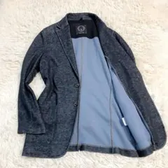 【リネン】T-JACKET　テーラード　ストレッチ　ネイビー　S　春夏　美品のサムネイル