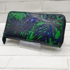 ​【希少】ヴィヴィアンウエストウッド 長財布 ペイント風 オーブロゴ 緑×青
