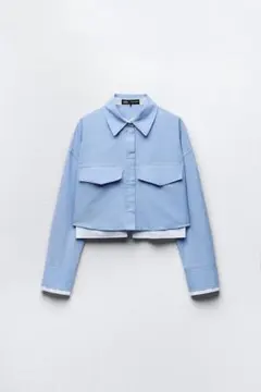 ZARA クロップド ポプリンシャツ Sサイズのサムネイル