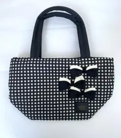 Hallmark リボン付 トートバッグ  ギンガム/ブラック