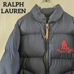 【レア】ポロラルフローレン ダウンジャケット ビッグロゴ 刺繍 ネイビー L