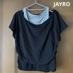 JAYRO レイヤード風 半袖 トップス　カットソー ビジュー付き 黒　グレーのサムネイル