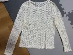 レース長袖カットソー アイボリー