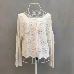【着用2回/美品】レトロガール クロシェ編み ボレロ カーディガン 白 フリーのサムネイル