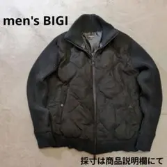 メンズビギ ダウン＆フェザー キルティング 切返し Wジップ ダウンブルゾン 黒