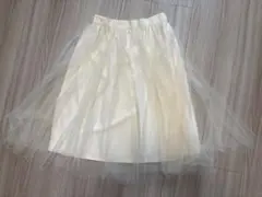 Aveniretoir アイボリー シフォン フレアスカート ひざ丈のサムネイル