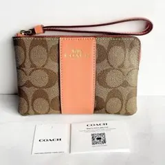 【未使用】 COACH シグネチャー ジップポーチ リストレット ストラップ付き