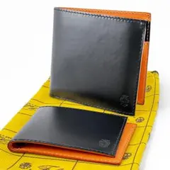未使用級✨フェリージ 二つ折り財布 カードケース F452 黒 ブラック レザーのサムネイル